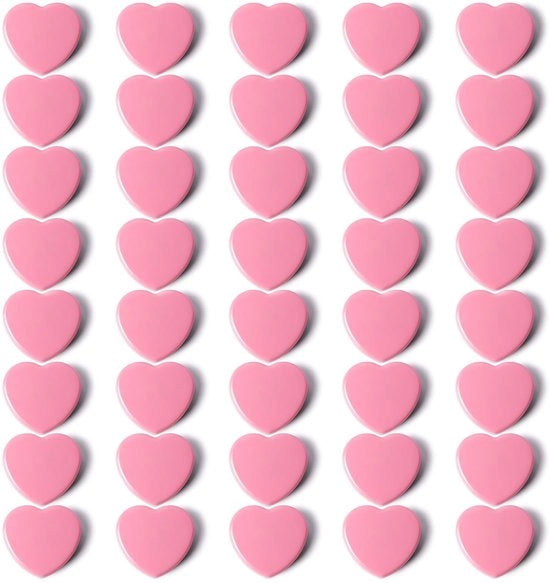 Magnetici per lavagne magnetiche - 40 magneti forti | Mini magneti a forma di cuore per lavagne bianche rosa | Piccoli magneti per frigorifero | Magnetici decorativi per piatti, foto, lavagne, frigoriferi, pareti fotocamera, pareti magnetiche