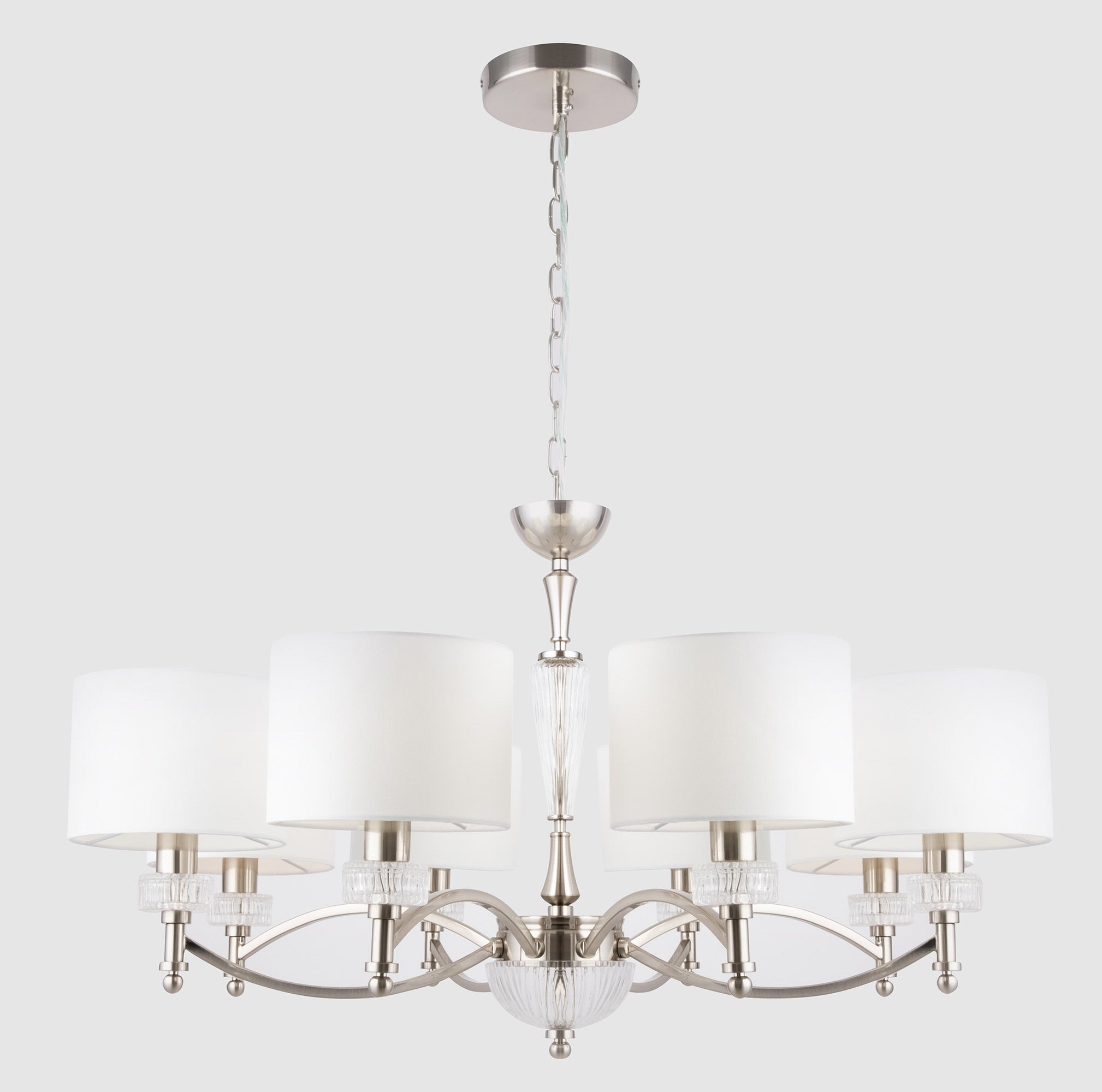 Lampadario Neoclassic in Metallo e Vetro Alicante Nickel