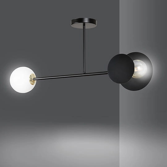 Lampada soffitto Emibig Minerva 2xE27 nera vetro 80cm