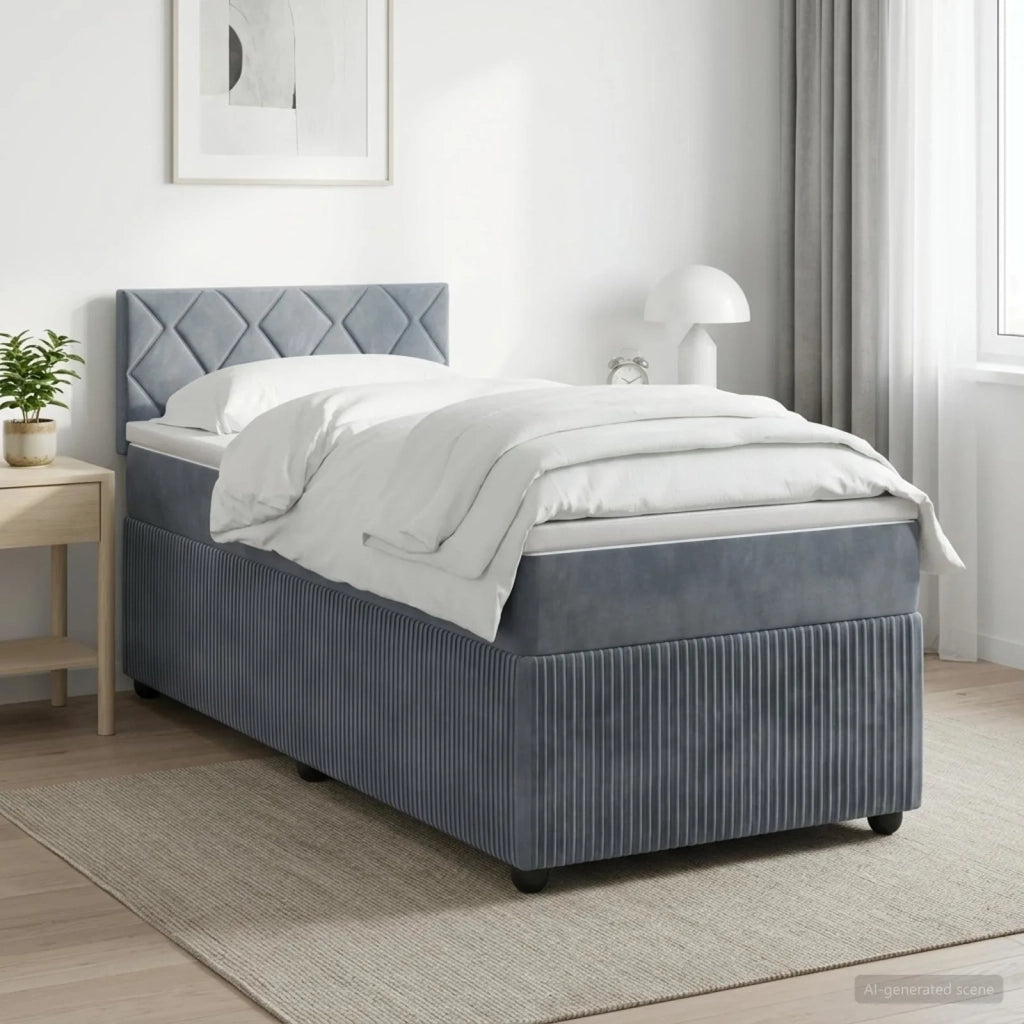 Letto box spring con materasso Grigio Scuro 90 x 190 cm Velluto 3451590