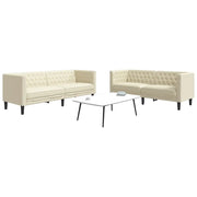 vidaXL Set Divani Chesterfield 2pz Crema in Similpelle
