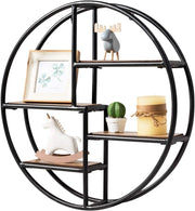 Mensola Rotonda da Parete con 4 Ripiani, Mensola Decorativa da Appendere, Design Moderno, Decorazione da Parete per Soggiorno, Camera da Letto, Cucina,55x11x55 cm