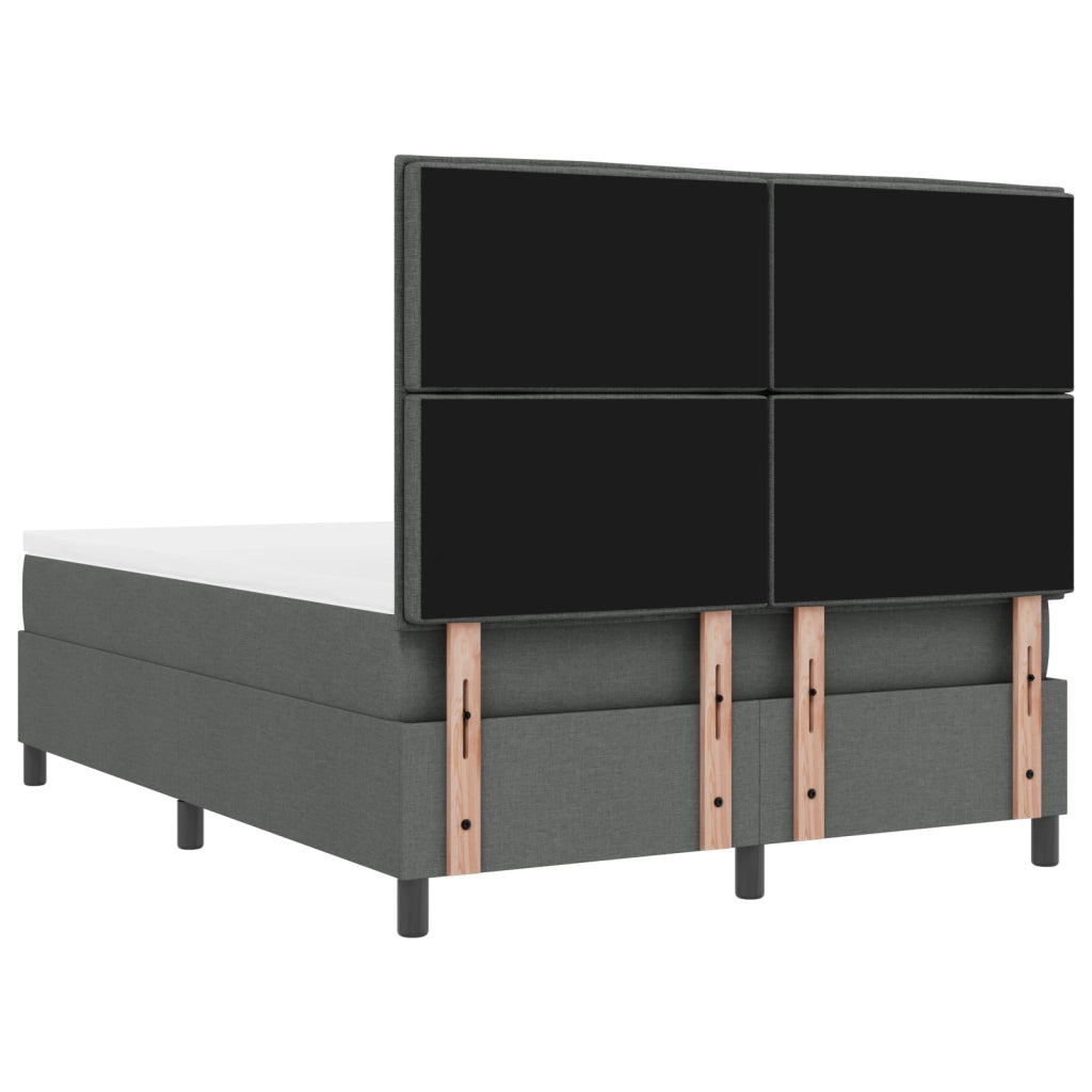 Letto con box spring grigio scuro 160x200 cm tessuto