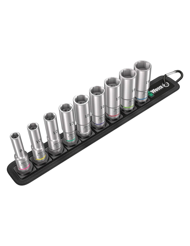 Set di 9 bussole lunghe Zyklop 3/8" WERA Belt B Deep 1