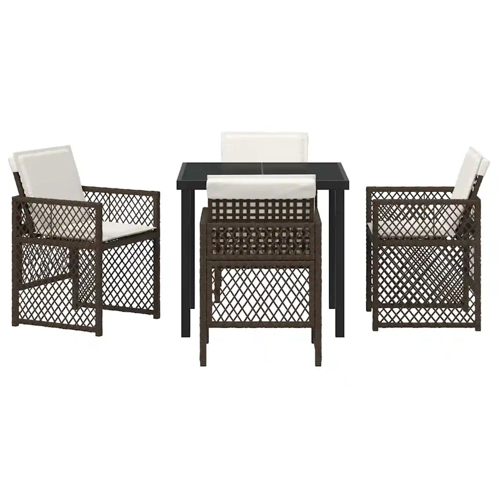 Set da Pranzo per Giardino 5 pcs Marrone polyrattan