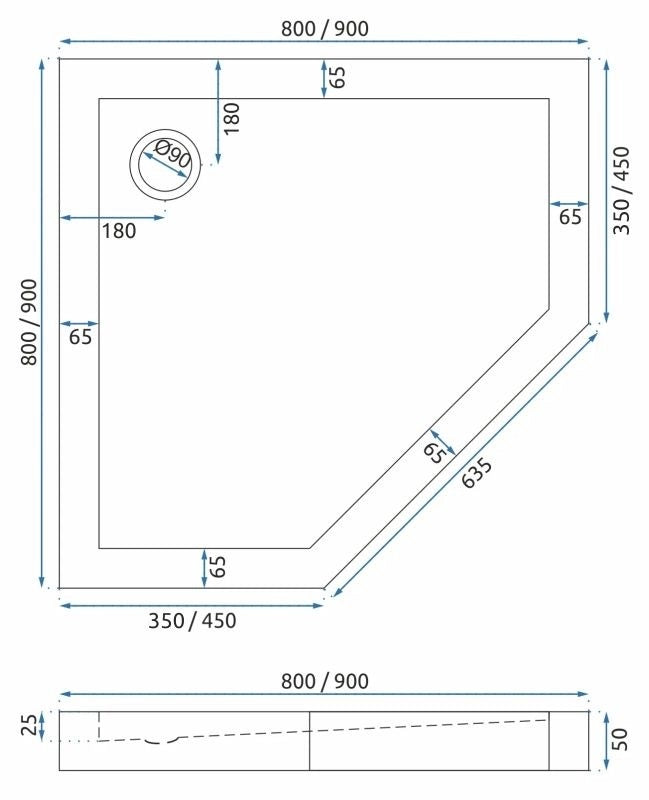 Piatto Doccia Acrilico Rea Diamond 90x90