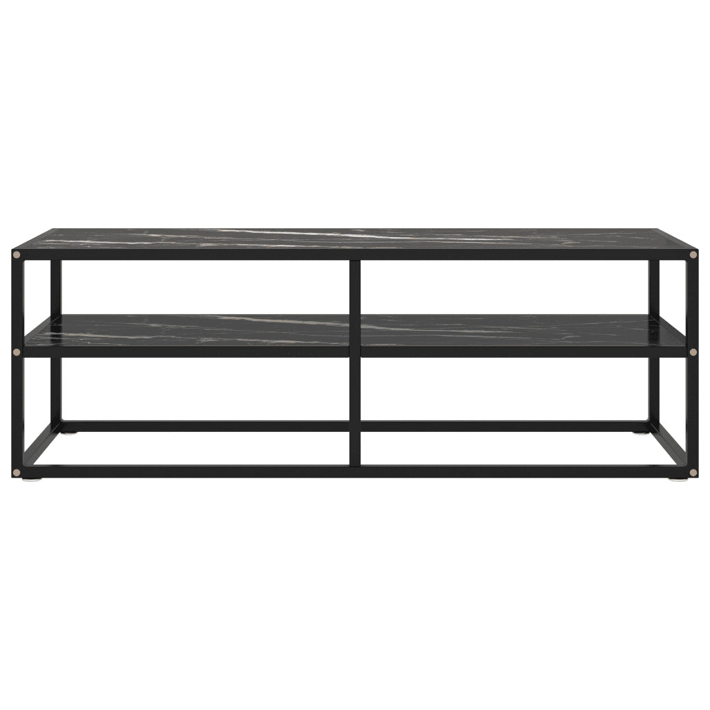 Mobile TV Nero con Vetro Nero Marmo 120x40x40 cm 322862