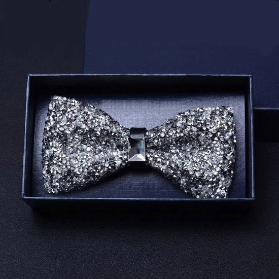 Strass strikjes per uomo - Strass strikjes pre-assemblati con pailletten e regolabile lunghezza - Strass strikje da gioiello - colore argento