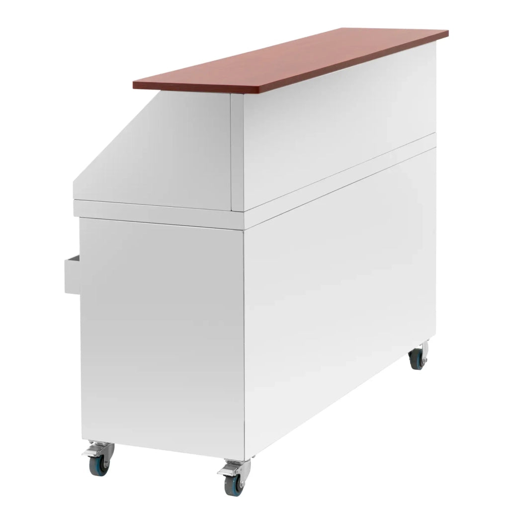 Mobile bar con vaschetta per ghiaccio e portabottiglie piano di lavoro 150 cm effetto legno acciaio inox 14_0008401