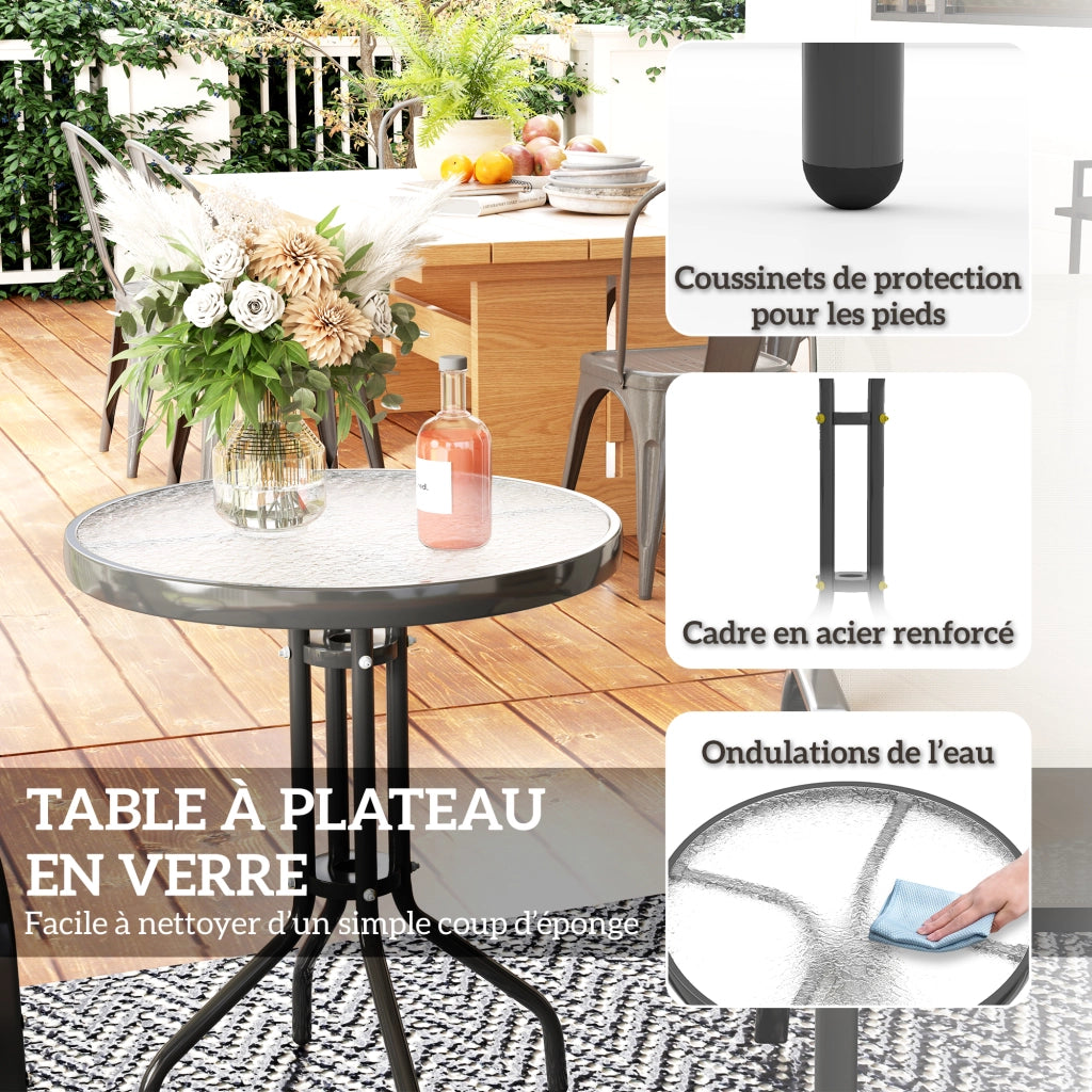 Set salotto giardino 3 pezzi ¨C Xylo ¨C 2 poltrone impilabili tavolino piano vetro temperato grigio chiaro