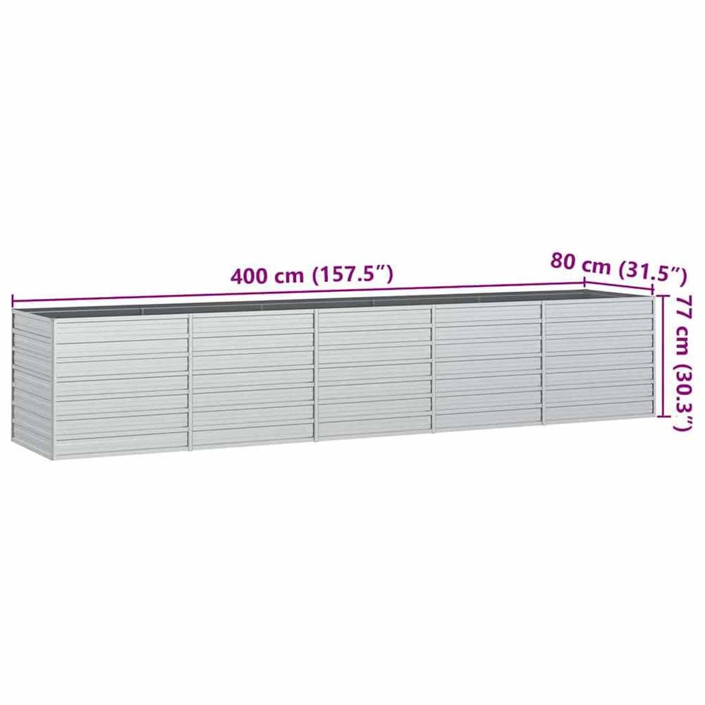 Garden Raised Bed 400x80x77 Cm Galvanized Steel Silver