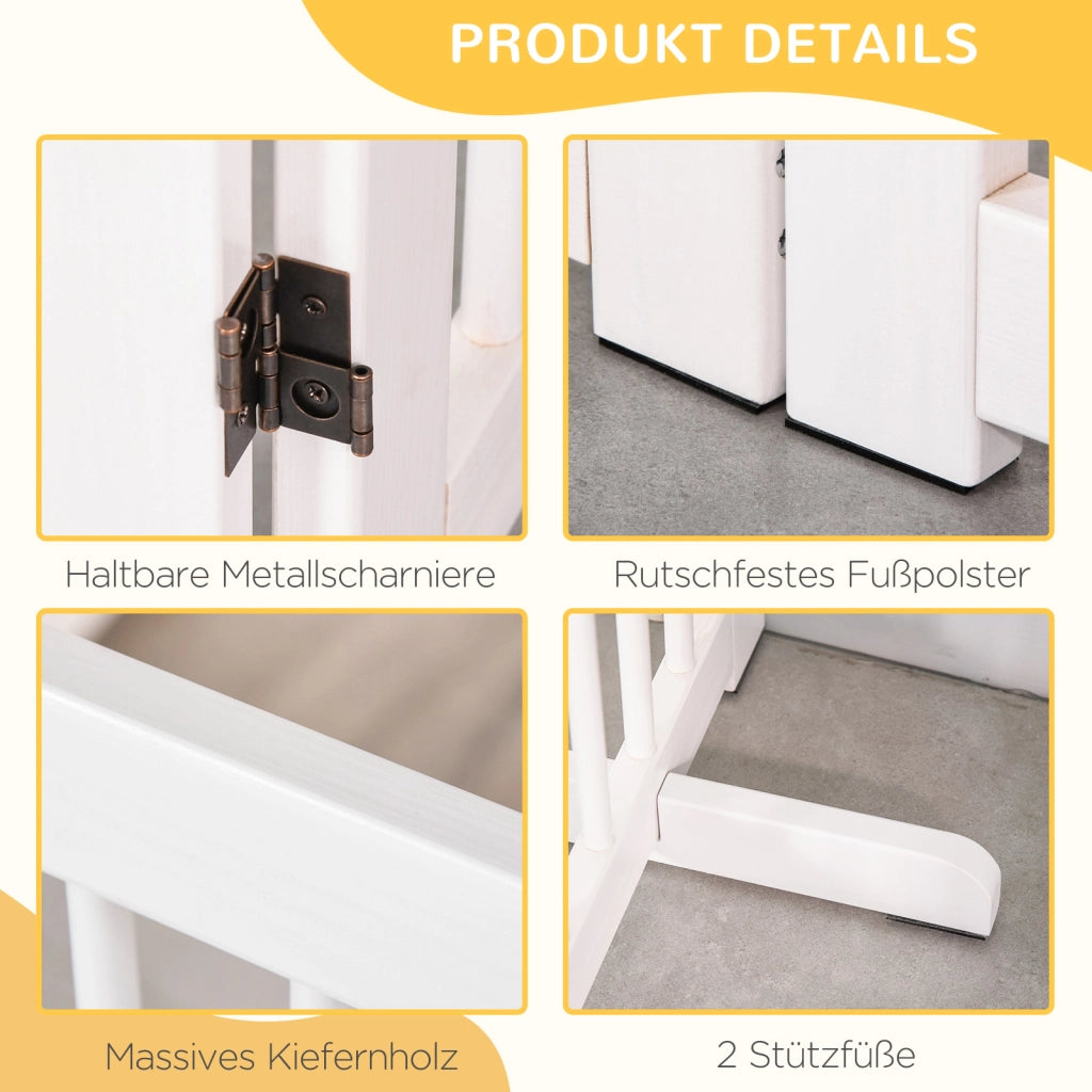 Cancelletto di Sicurezza Autoportante ¨C Xylo ¨C Legno Bianco 204x75cm 4 Pannelli