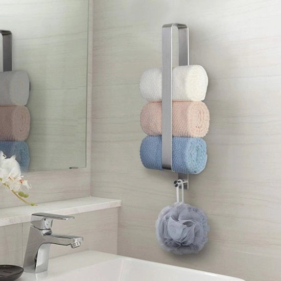 Sostegno asciugamani senza forare - Supporto in acciaio inossidabile per asciugamani da appendere in cucina, bagno e toilette