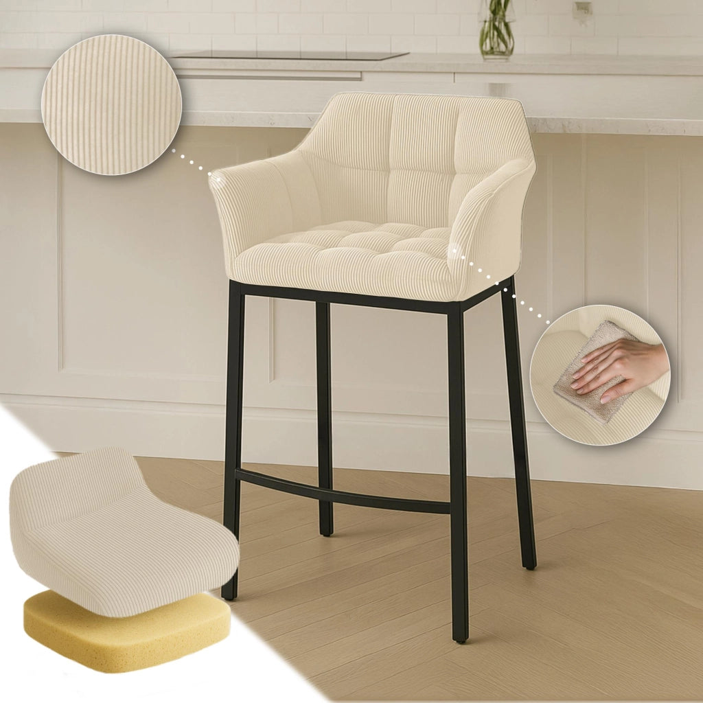 Sgabello bar Damaso B Cord con telaio a 4 piedi 1