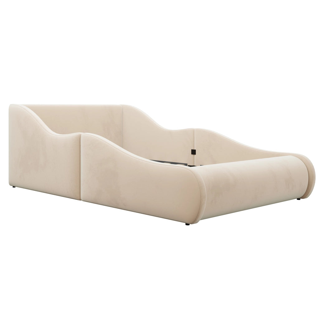 Letto imbottito per bambini 90x200 cm; beige; con testiera alta e sponde laterali