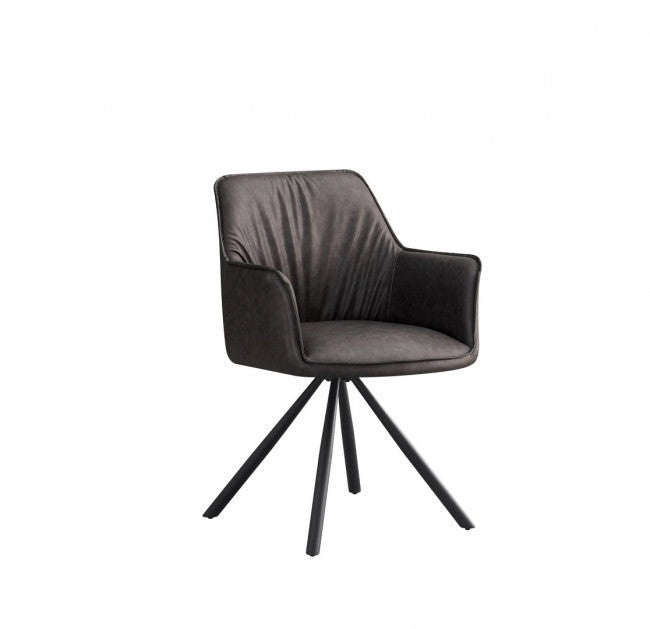 Set 2 Sedie Girevoli con Braccioli 59.5x61x84 cm in Poliestere Breval Grigio