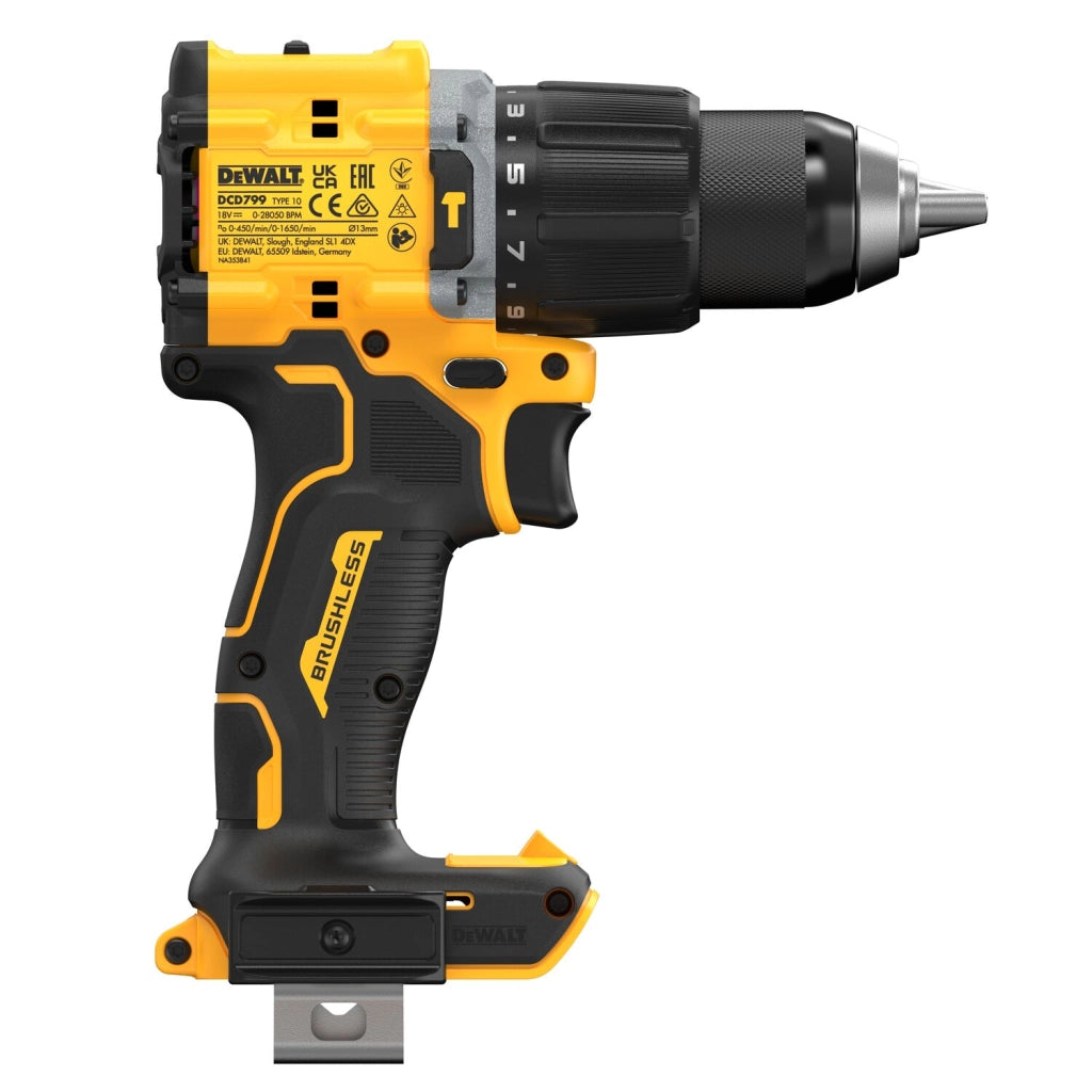 Trapano avvitatore DeWalt DCD799NT-XJ 18V XR Brushless 74Nm con mandrino 13 mm