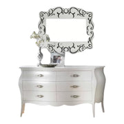 ComÒ bombato classico 6 cassetti bianco perlato 162x58x85 (3246) - Mobili 2G