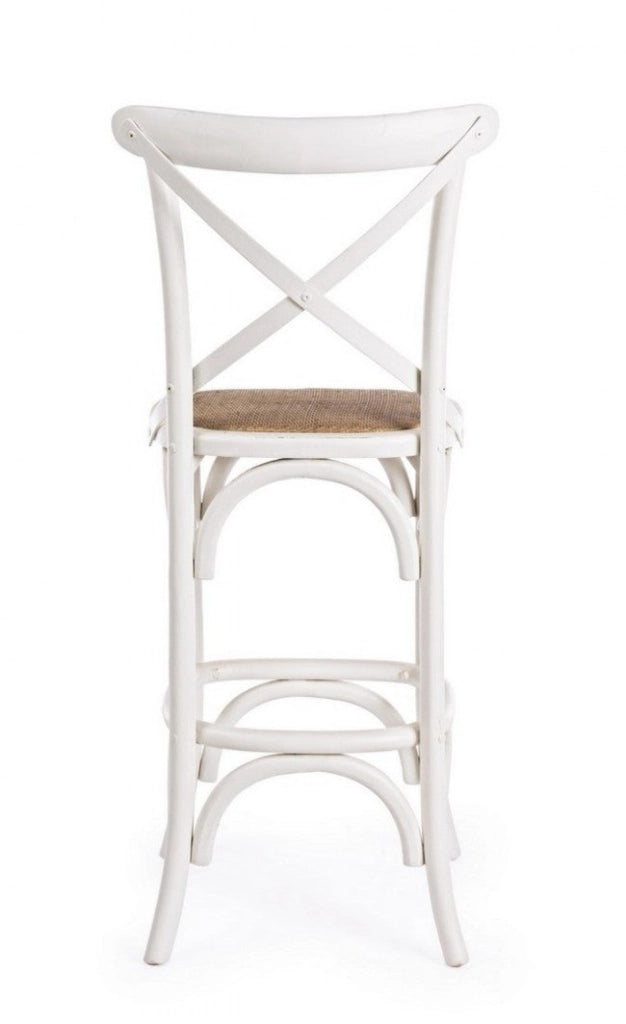 Sgabello Bar Cross Bianco in Legno