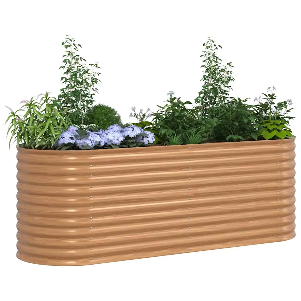 Fioriere | Cassetta per fiori | Letto Rialzato Marrone 240 x 80 x 81 cm Acciaio