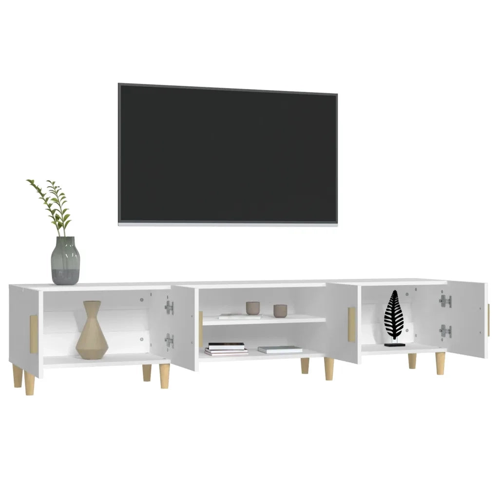 Mobile TV | Armadietto TV | Mobile Porta TV Bianco 180x31,5x40 cm in Legno Massello di Argilla