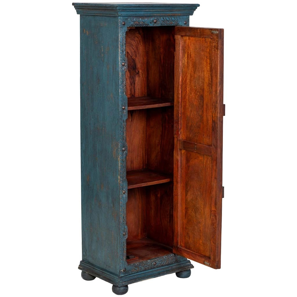 Armadio artigianale in legno blu 53x40x149h cm