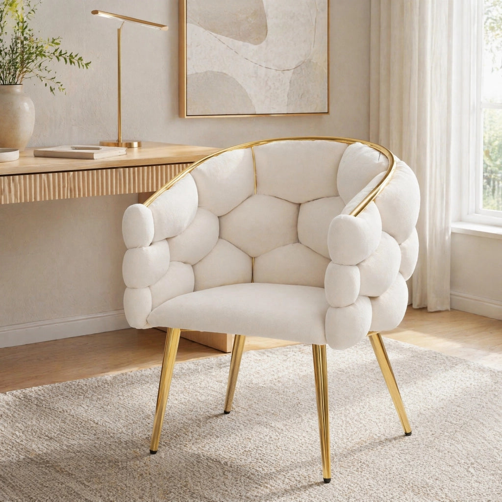 Sedia da pranzo 4 pezzi in velluto con schienale ergonomico e piedini anteriori regolabili, Beige