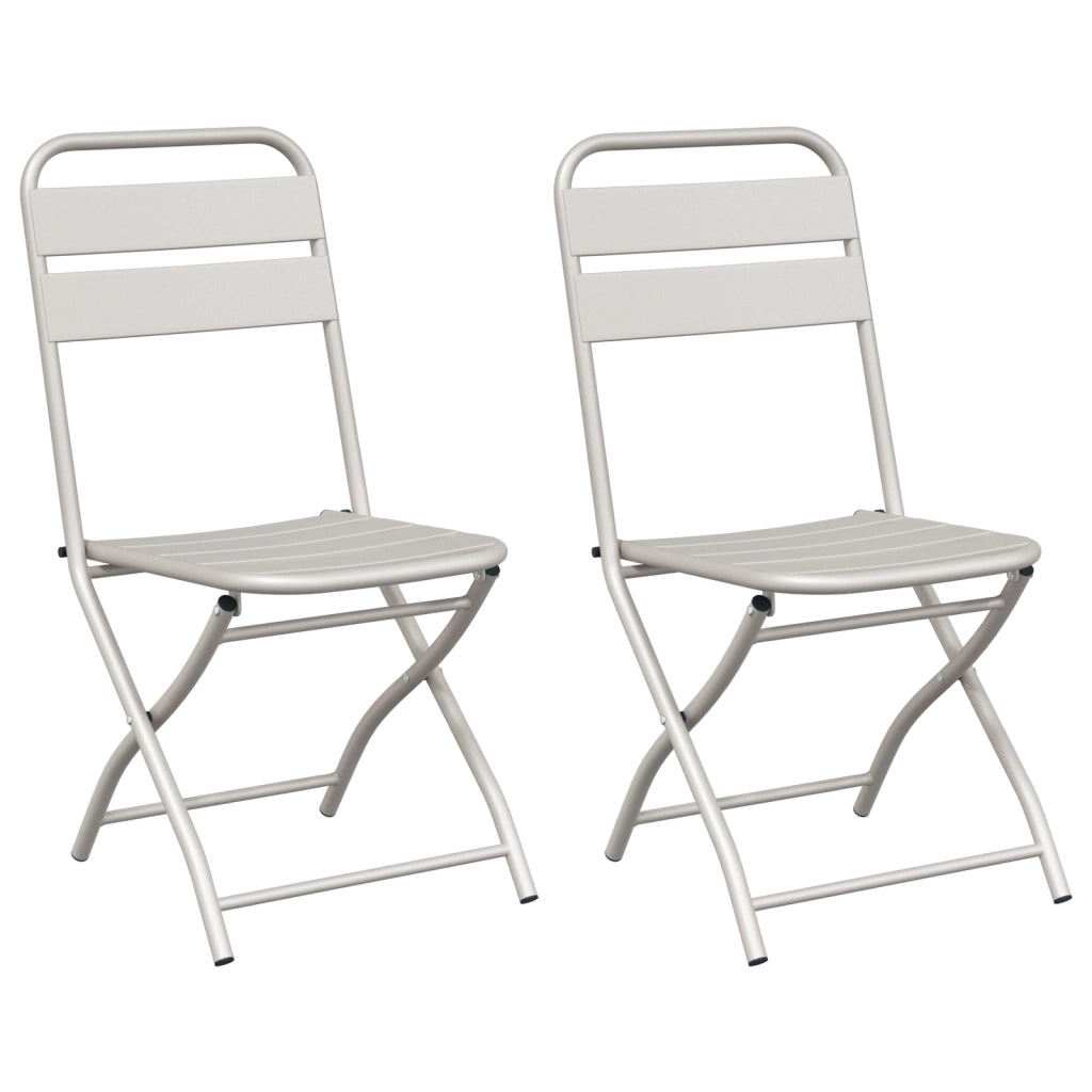 Sgabelli da giardino pieghevoli 2 pcs Beige 42x52x82 cm Acciaio verniciato a polvere