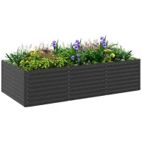 Fioriera Rialzata Zincata Rettangolare per Esterno con Fondo Aperto, 240 x 120 x 60cm, Grigio