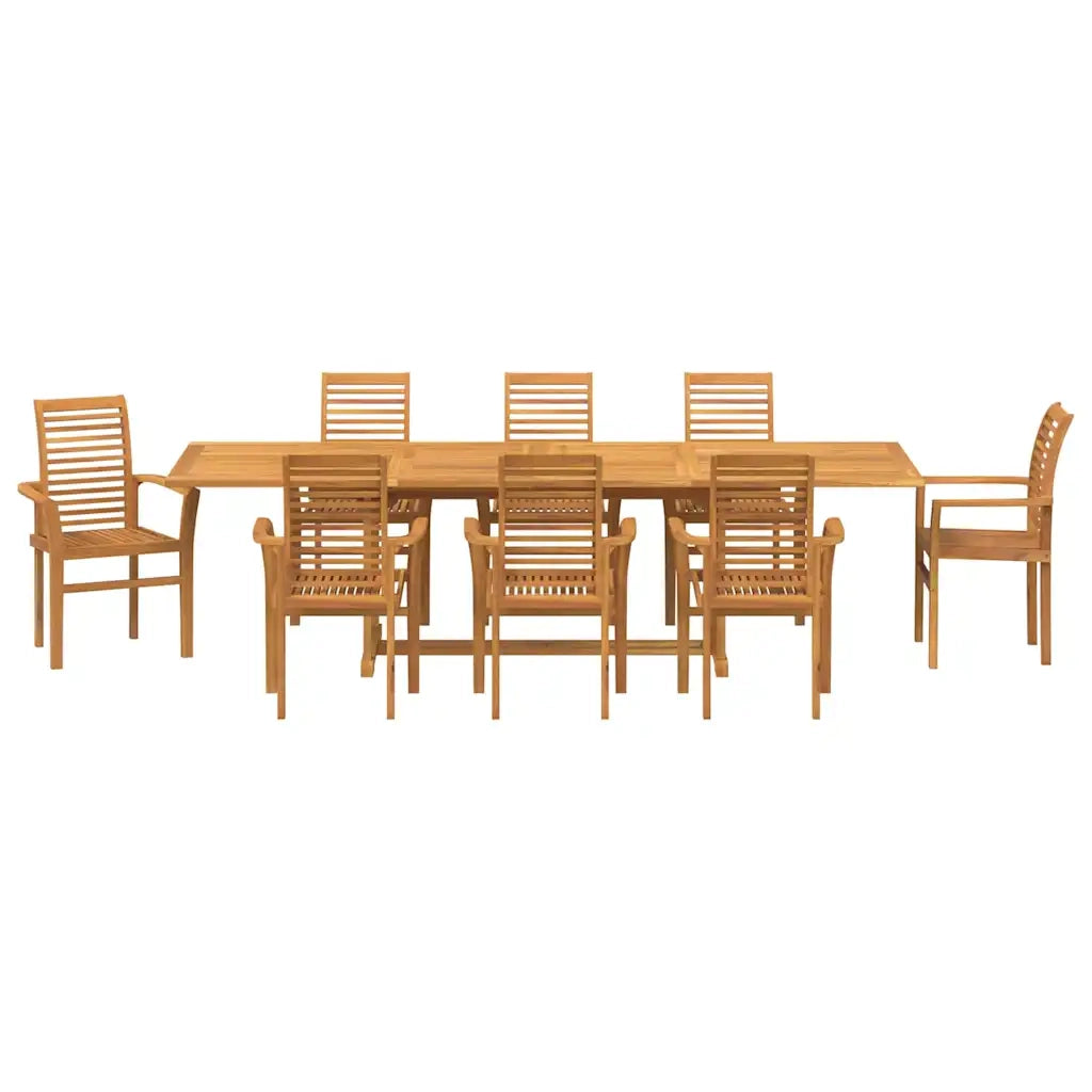 vidaXL Set da Pranzo per Giardino 9 pcs Marrone 280 x 100 x 75 cm