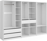 Armadio Elmo, Bianco, 280 x 200 cm Set di 3, per una conservazione flessibile di diversi capi di abbigliamento