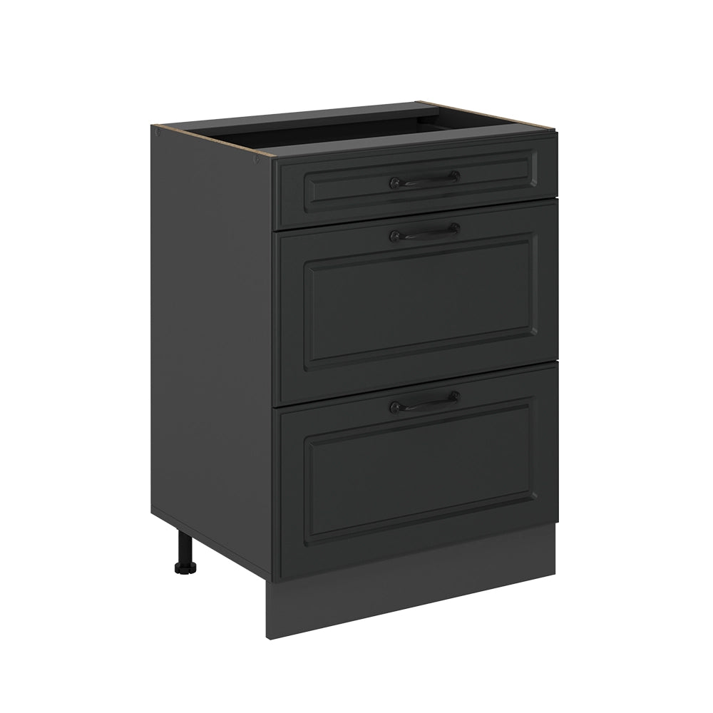 Vicco Mobiletto base per cucina Antracite casa di campagna 60 cm con cassetti, senza piano di lavoro