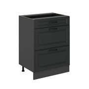 Vicco Mobiletto base per cucina Antracite casa di campagna 60 cm con cassetti, senza piano di lavoro
