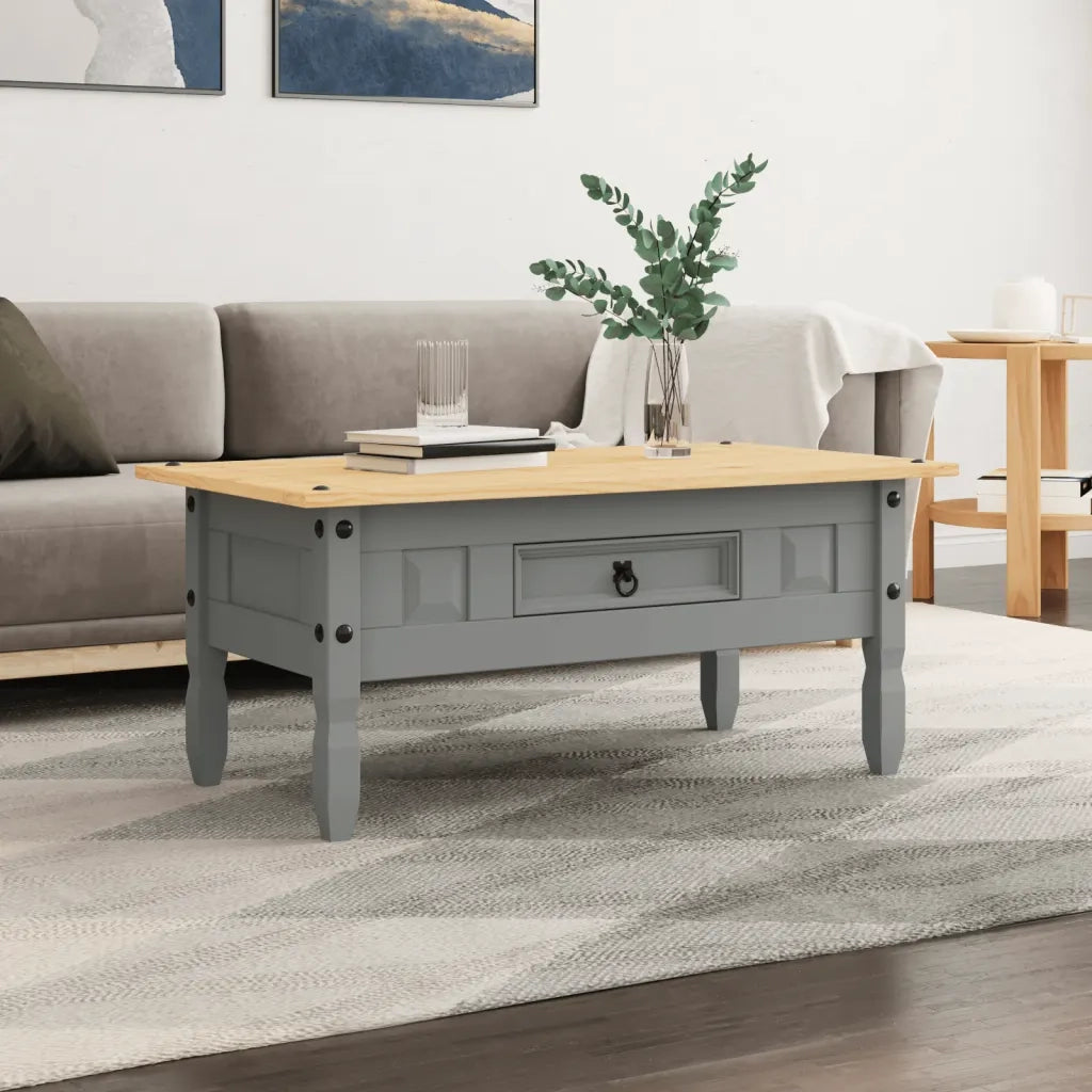 Tavolino Caff¨¦-Tavolino da soggiorno-Tavolo Pino Messicano Corona Range Grigio 100x55x44 cm