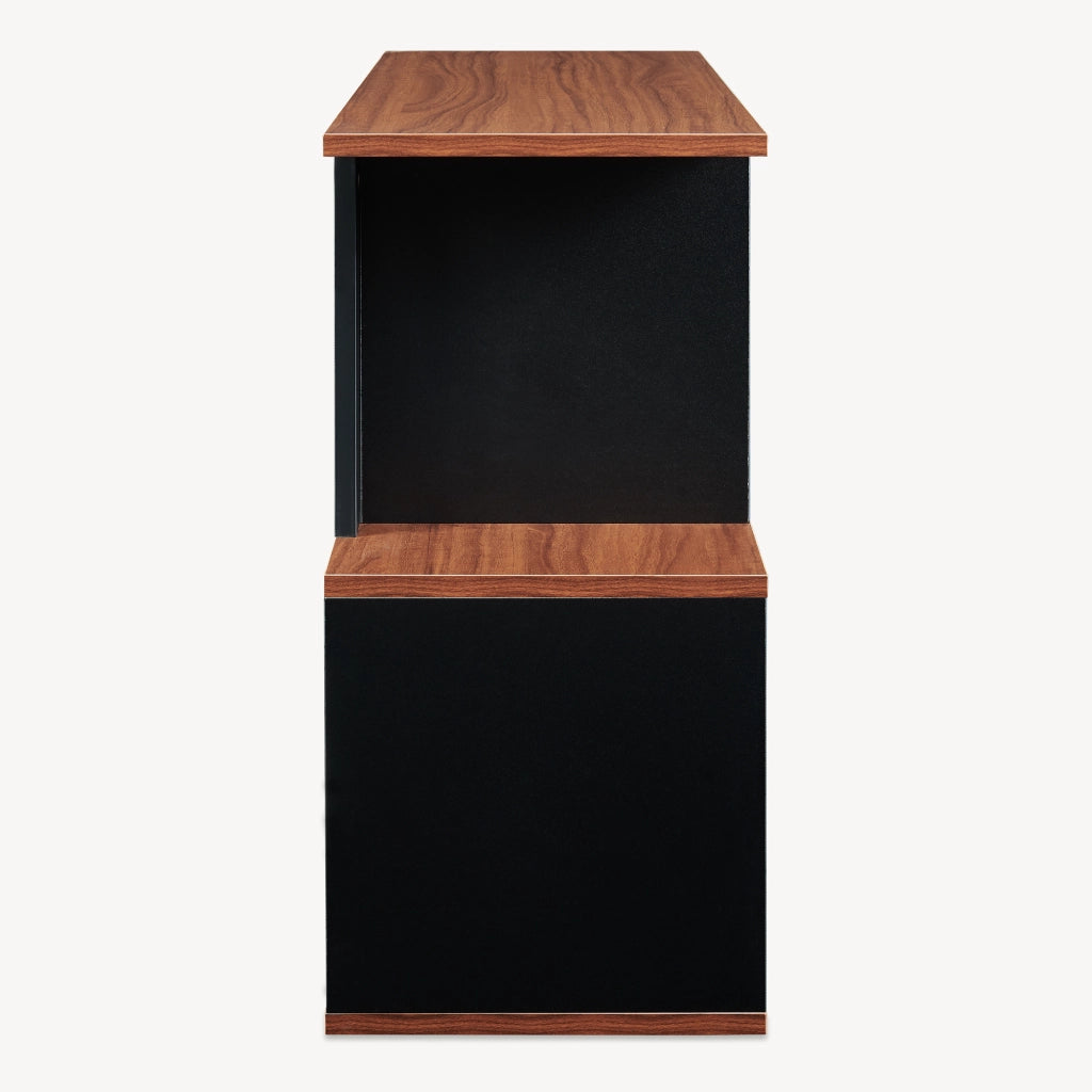 Tavolino Laterale Trond a 2 Scomparti Aperti Mobiletto Multiuso 80 x 29 x 60 cm - Nero/Effetto Noce [en.casa]