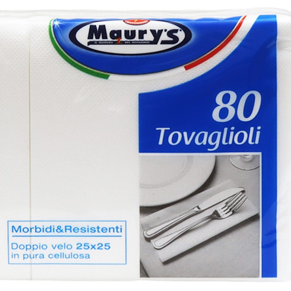 MAURY'S TOVAGLIOLI MORBIDI E RESISTENTI 400 PZ DOPPIO VELO 25 X 25 CM