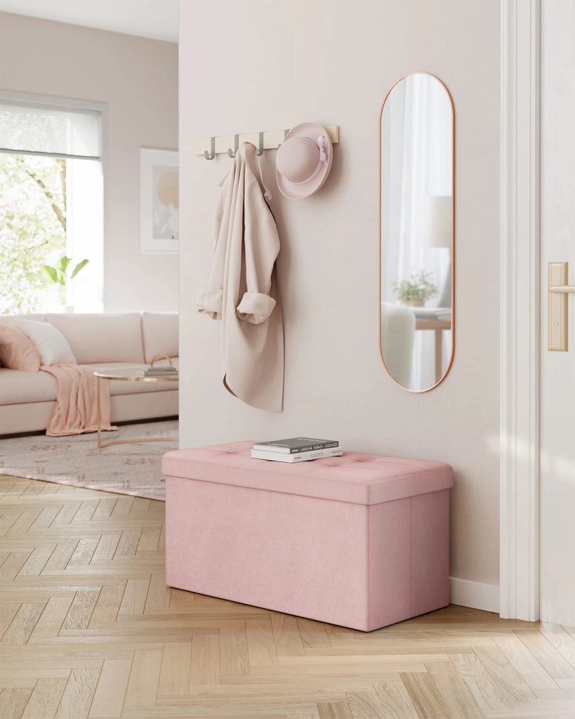 Valora PUFA - LSF247R01 Pouf organizer in velluto MDF rosa pastello