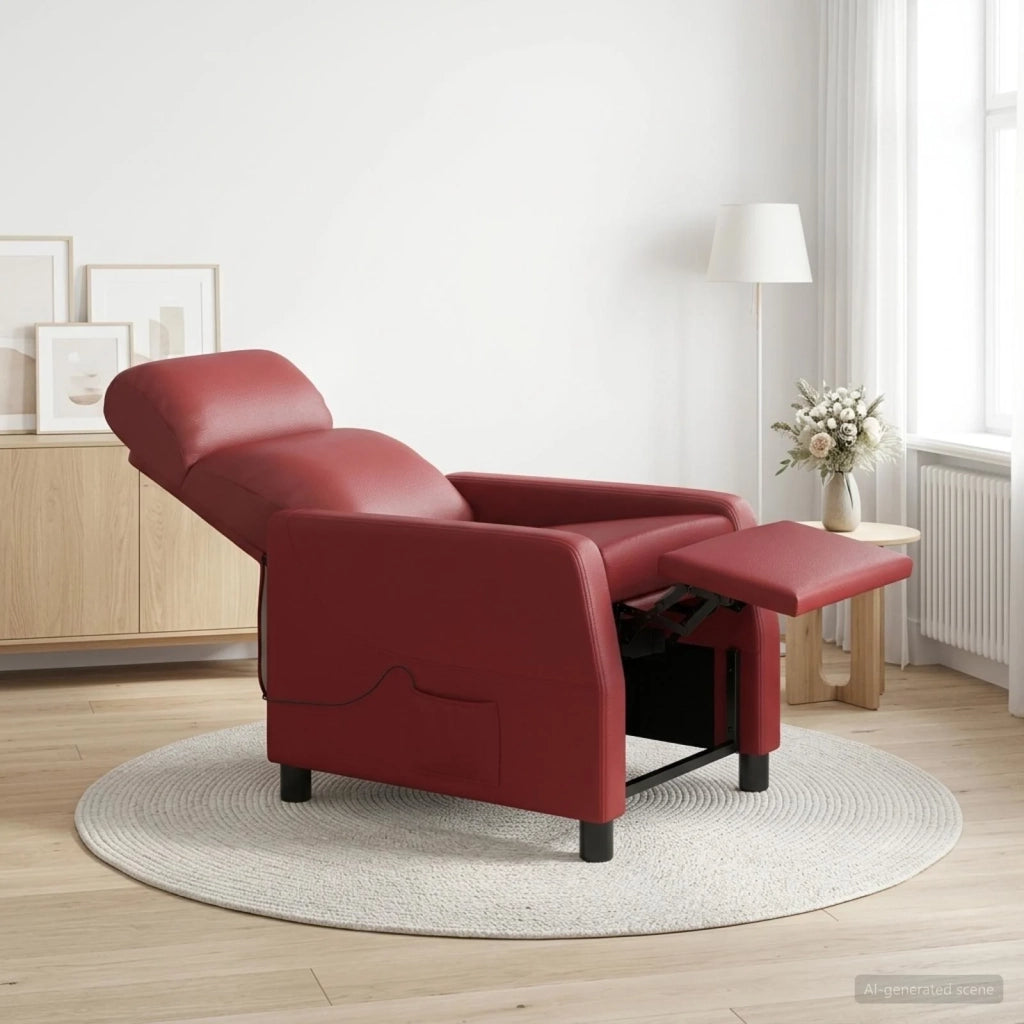 Divano Sedia-Poltrona Massaggiante Rosso Vino Similpelle 603155
