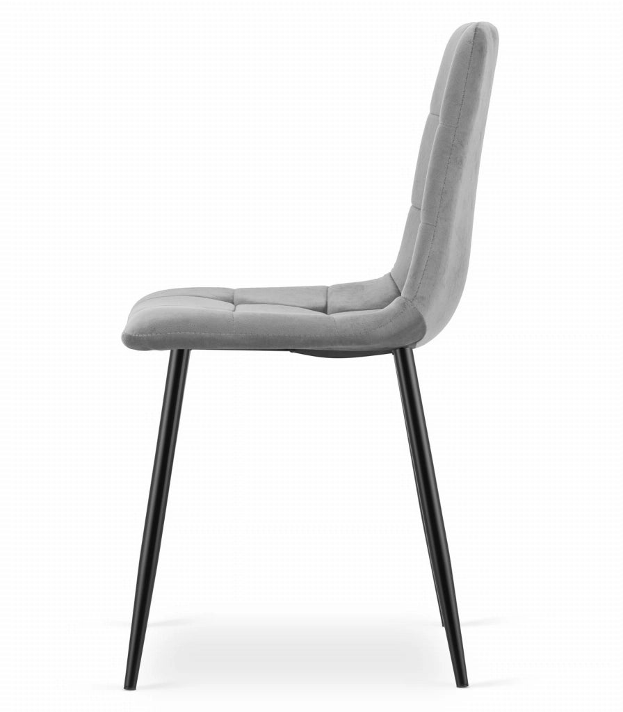 Sedia Valora PYRA in velluto grigio chiaro, design moderno x3