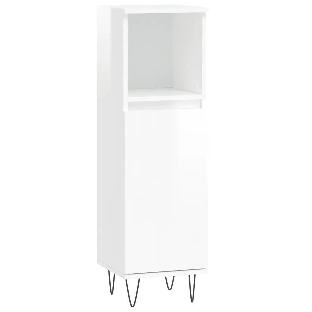 Armadietto Bagno Bianco Lucido 30x30x100cm in Legno Multistratocod mxl 104201