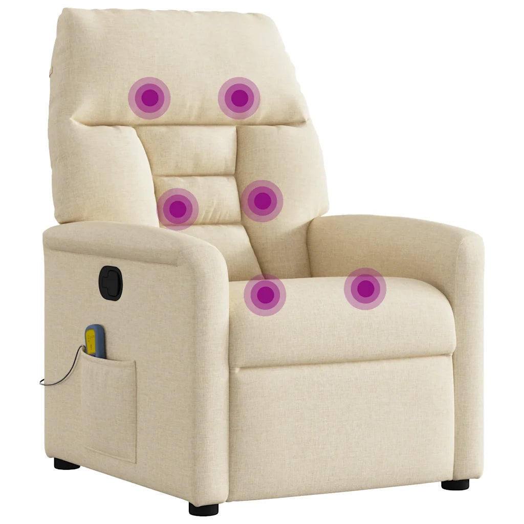 Poltrona Massaggiante Reclinabile Crema in Tessuto 4015560