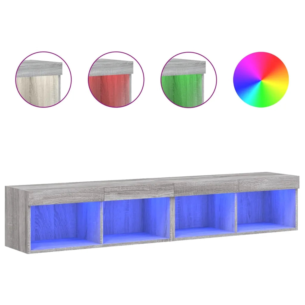 Mobili Porta TV con Luci LED 2 pz Grigio Sonoma 80x30x30 cm 837152