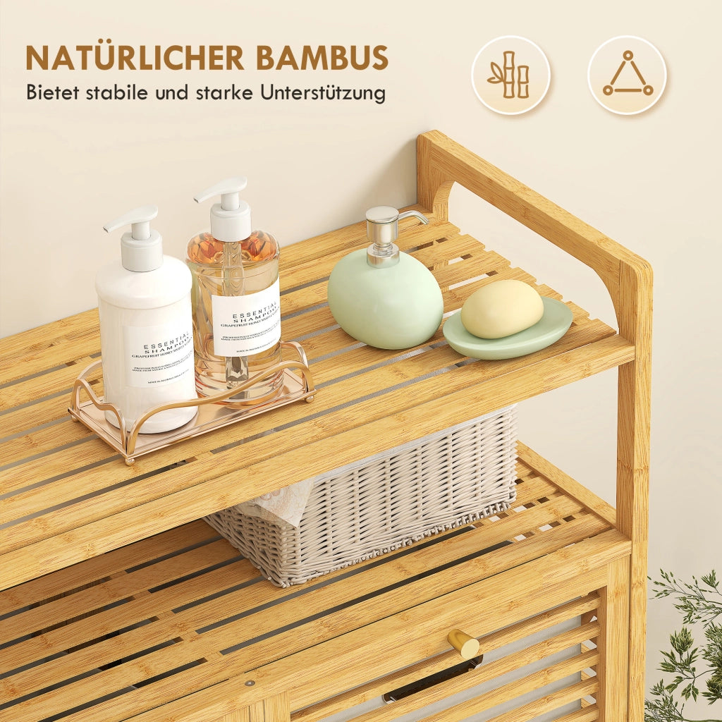 Regalino da bagno con 2 cesti ¨C zephmum ¨C bamb¨´ cremabianco 35x35x90