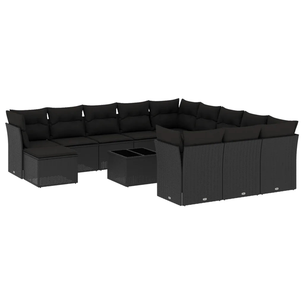 Set Divani da Giardino 13pz con Cuscini Nero in Polyrattancod mxl 111487