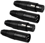 Connettori XLR Premium - 4 pezzi - 2 coppie - Microfono Audio - Maschio/Femmina - Nero - Zoccolo 3-punti - Set Completo