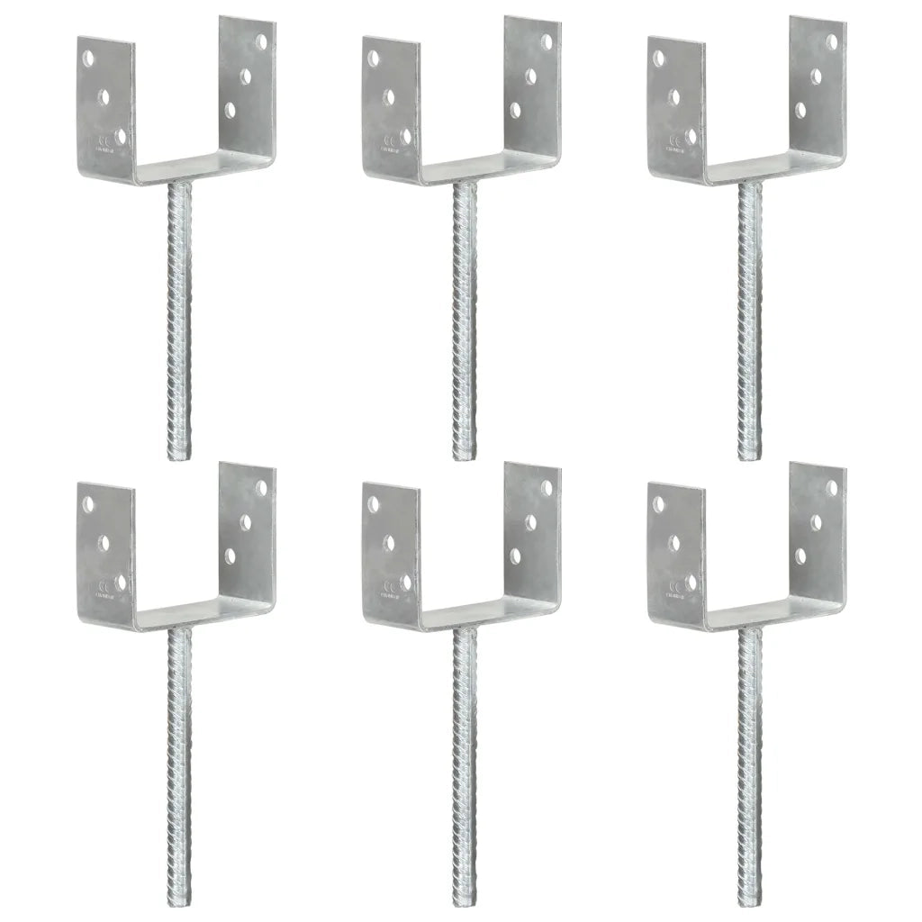 Picchetti per Recinzione 6 pz Argento 12x6x30cm Acciaio Zincato 145320