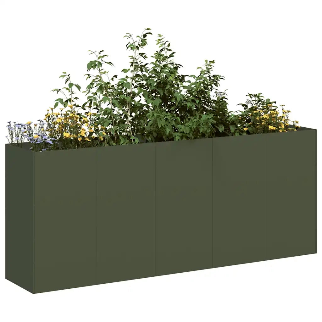 Fioriera Verde Oliva 200x40x80 cm in Acciaio Laminato a Freddo 860727