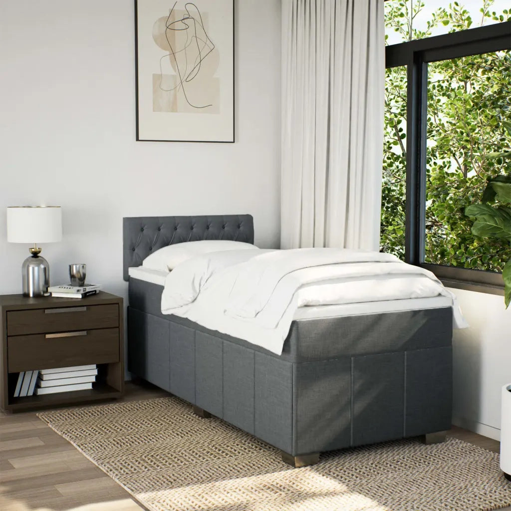 vidaXL Giroletto a Molle con Materasso Grigio Scuro 100x200 cm Tessuto