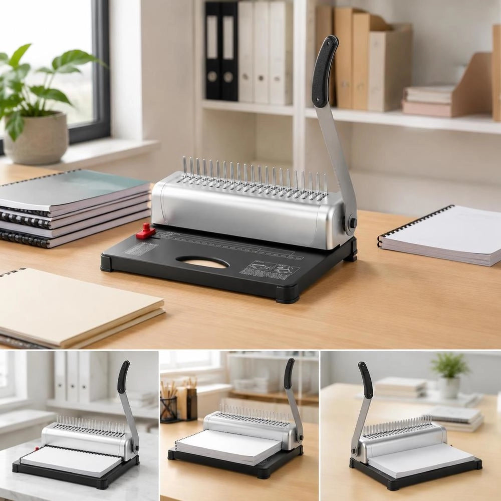 Binding Machine, Comb Binding Machine, 21-hole Binding, 450 Sheets, Bookbinding Machine With 100 3/8 Inch Comb Binding Spines, For Letter Size, A4, A5