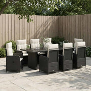 Set da pranzo per esterni 9 pz Nero e Bianco Crema polyrattan 3422383